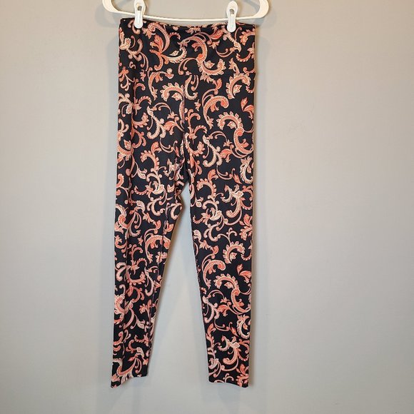 Beach Riot Pants - Beach Riot Leggings Black Orange Paisley Womens Extra Large